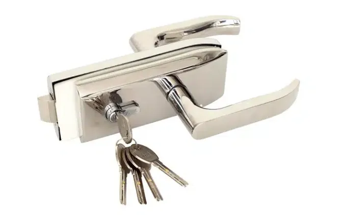 Încuietoare cu mâner de ușă din sticlă Kahe, finisaj lucios, KH 244 BP